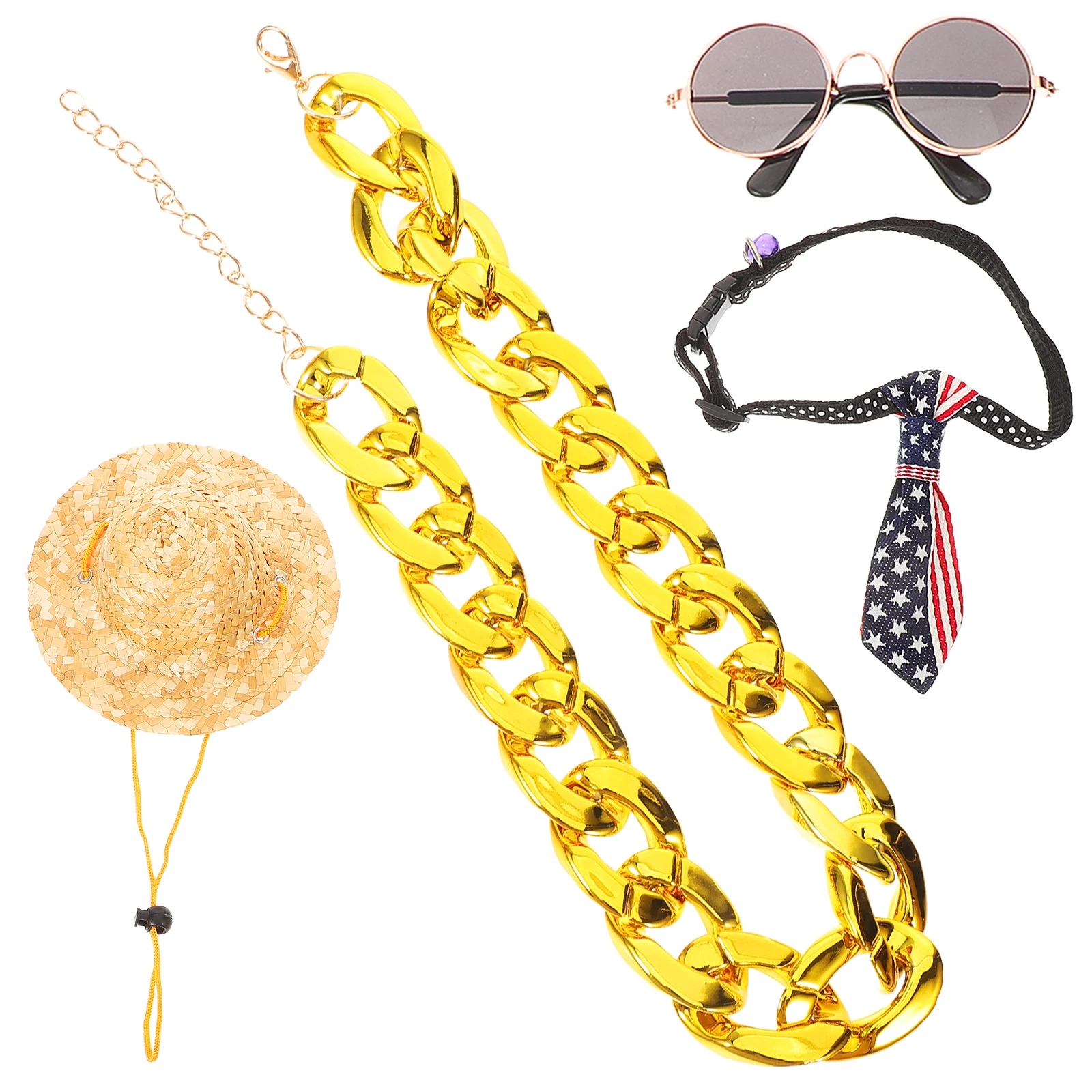 

Pet Accessories Set Cat Necklace Kitten Sunglasses Pet Costume Decor Hat Collar Durable Comfortable Lightweight Photo Props