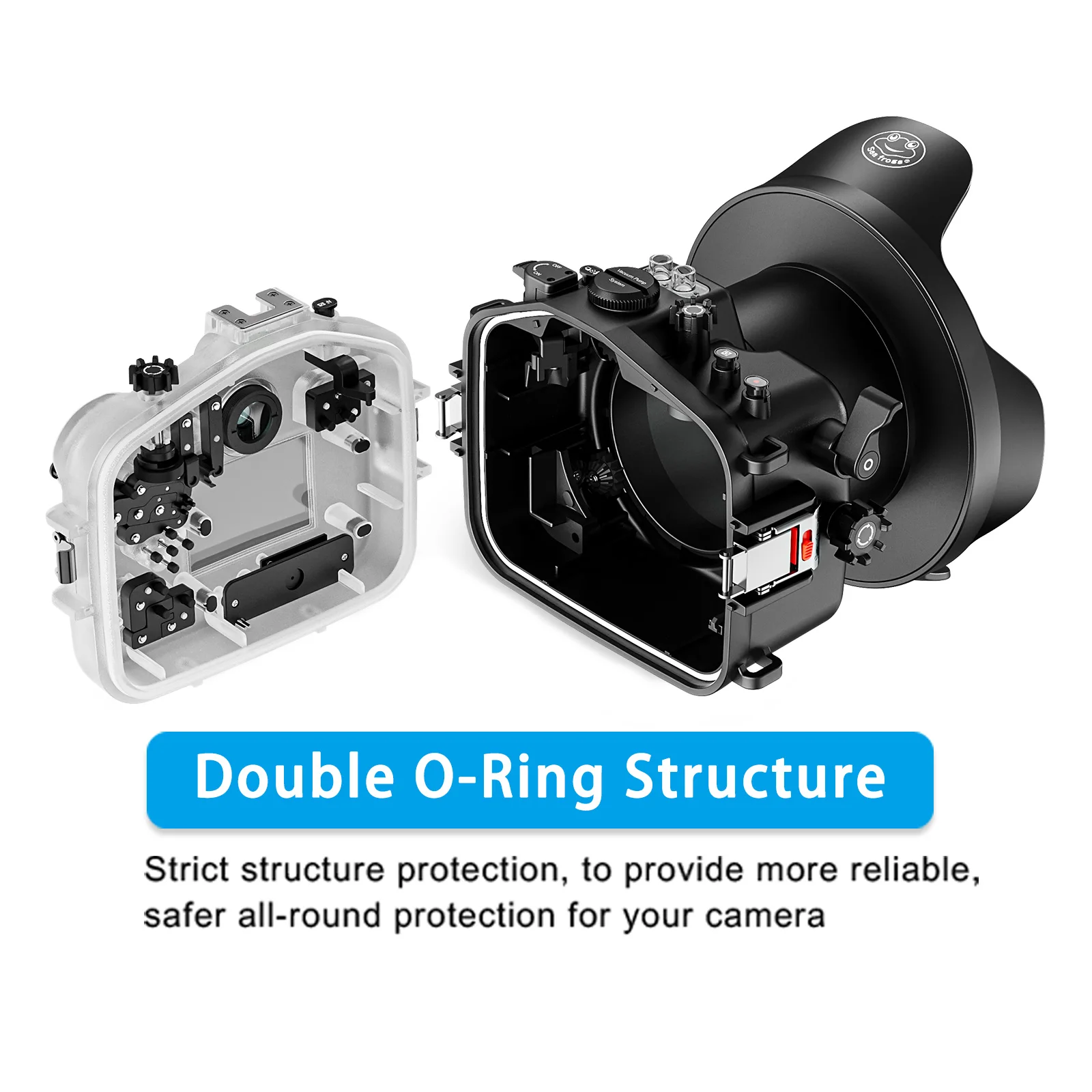 Seafrogs-アクリルドームポート付き防水カメラハウジングケース、オリンパスO-M1、12-100mm、12-40mmレンズ