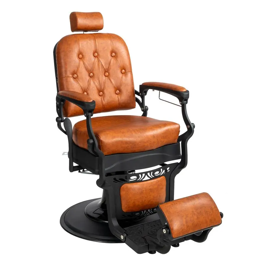 

Heavy Duty Vintage Recline Barber Chair Hydraulic with Headrest, Supports up to 700lbs 360 Rotatable, Professional Salon Beauty
