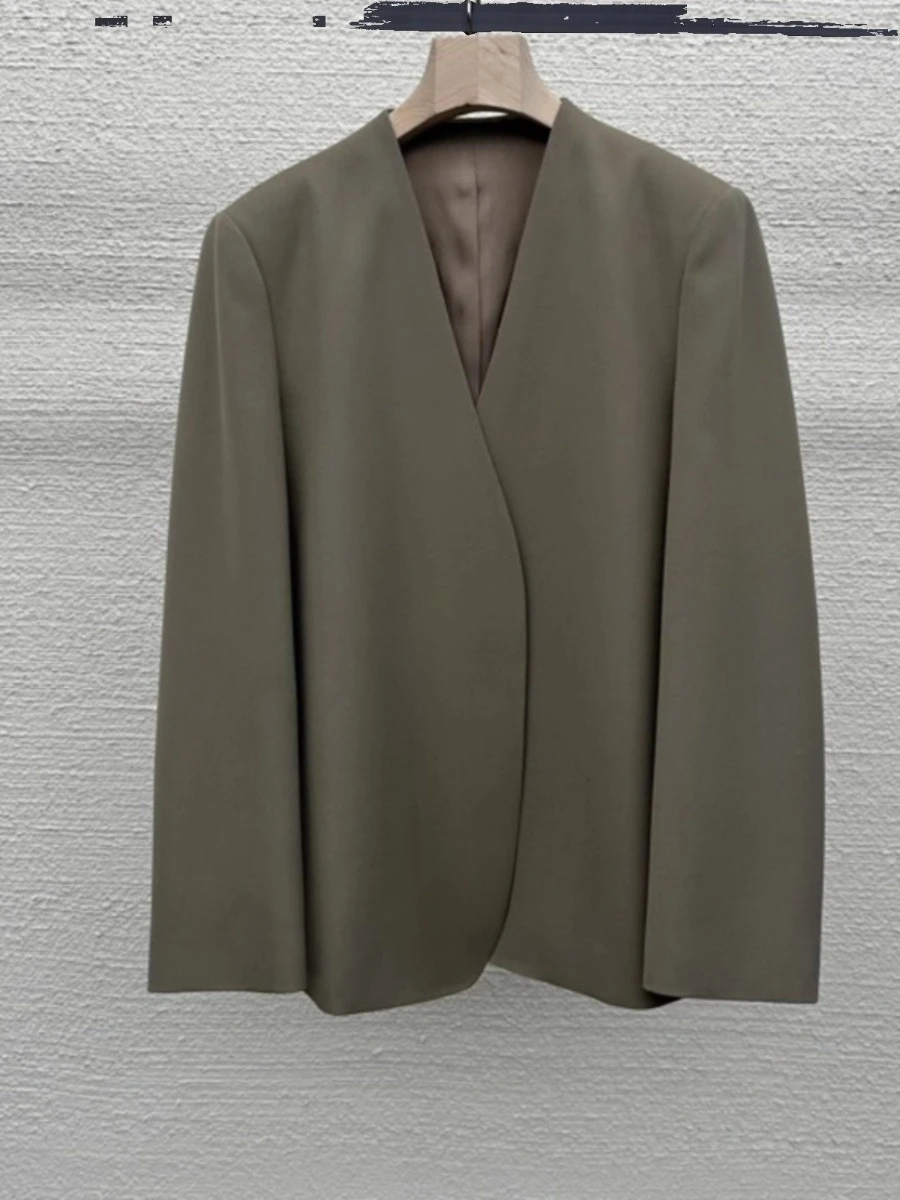 GALCAUR Black Slimming Casual Jacket Female V Neck Long Sleeve Office Lady Minimalist Women's Modern Blazers Style Fashion New