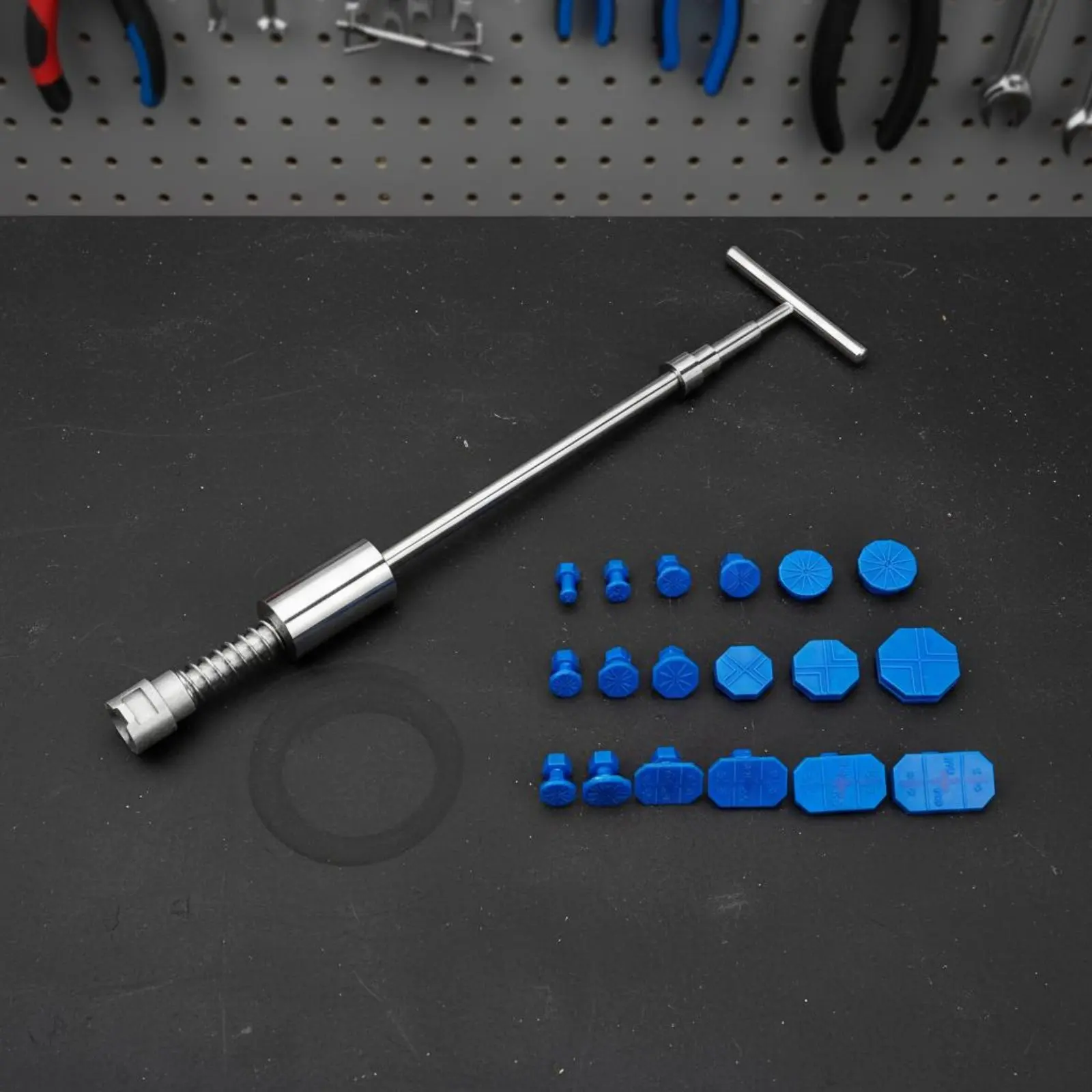 Paintless Dent Repair Tool Kit Strong Adhesion Paintless Dent Repair Kit Crossbar Slide Hammer Puller 2 in 1 Design for Garage view 3