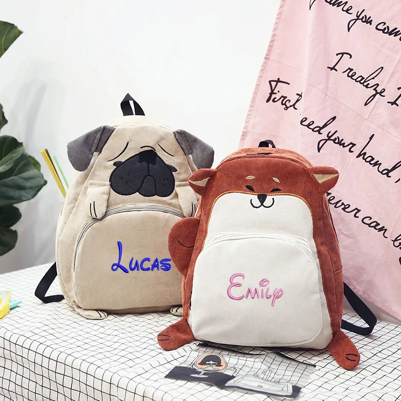 Mochila de PANA con bordado personalizado para hombre y mujer, morral que combina con todo, bonito Animal de dibujos animados, Harajuku, pareja de estudiantes, novedad