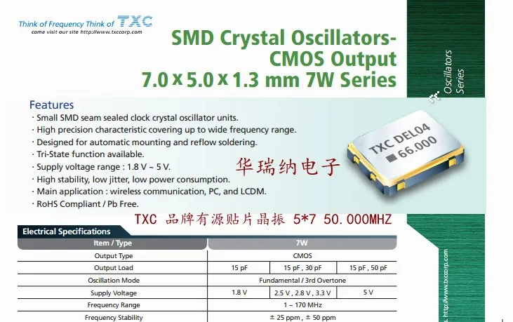 

20 шт./лот TXC 7 Вт 50 м 50 МГц 50.000 МГц 7W-50.000MBE-T чипы электронные новые