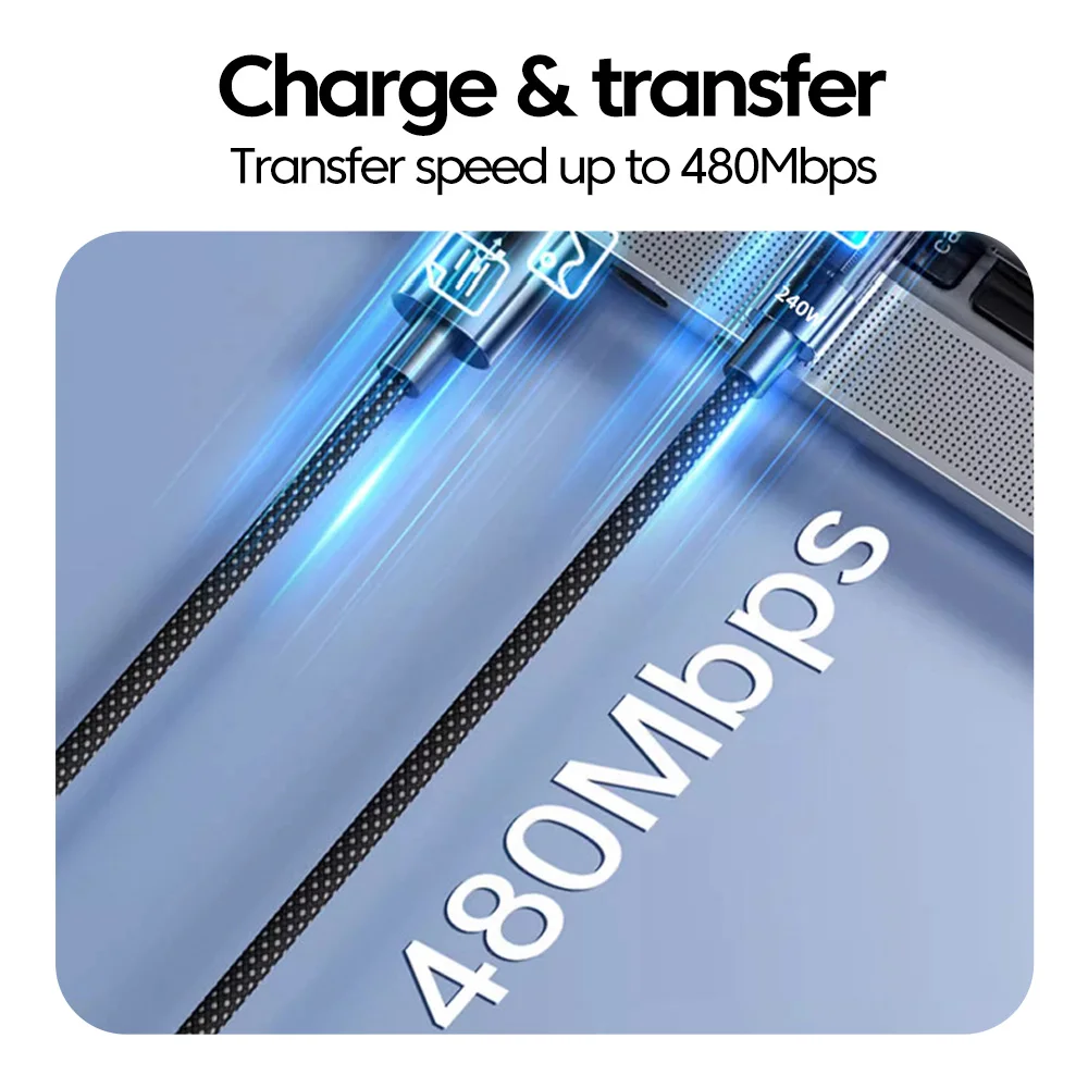 240W 6A USB to Type C Super Fast Charging Cable 25cm-2m LED PD C to C Mobile Phone Data Cable For iPhone 15 16 Samsung Xiaomi - Image 5