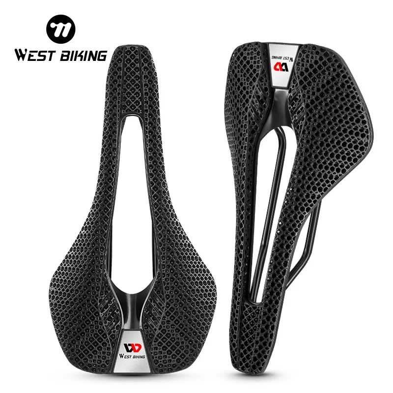 

WEST BIKING 3D Printed Bike Saddle Breathable Honeycomb Hollow Road MTB Cycling Seat Shock Absorption Buffer Bicycle Cushion