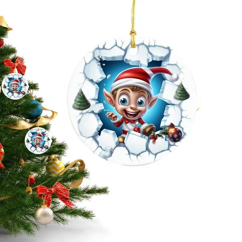 Christmas Ornaments For Kids 3D Visual Effect Acrylic Winter Festival Ornaments Little Kids Pattern Festival Ornaments