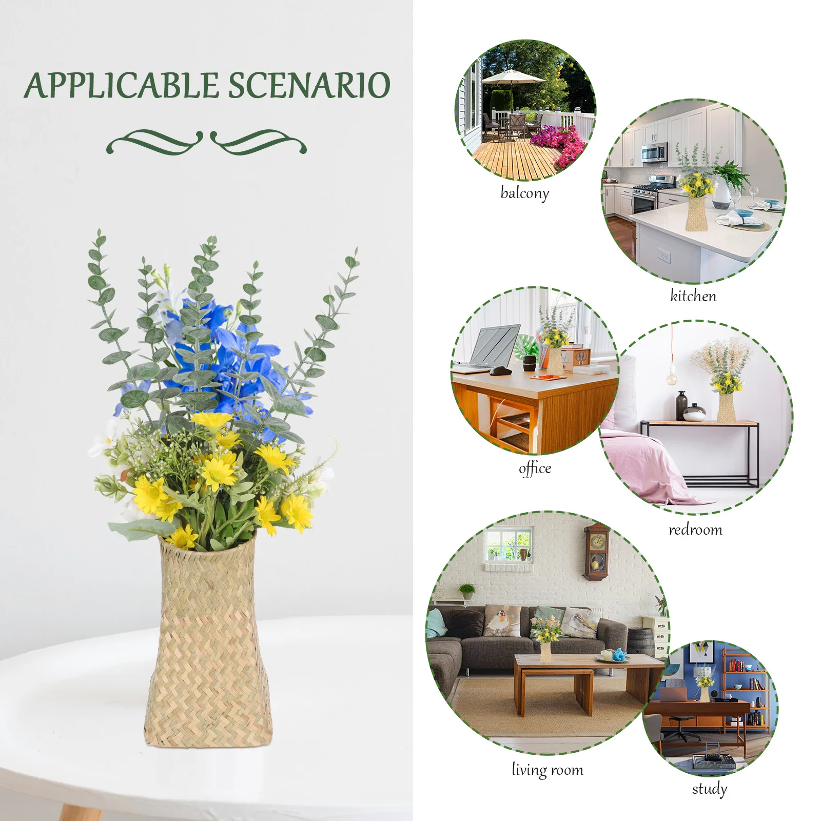 

Woven Dried Flowers Decorative Vase Floral Container Desktop Pen Holder Organizer Makeup Brush Holder Household Storage Pot