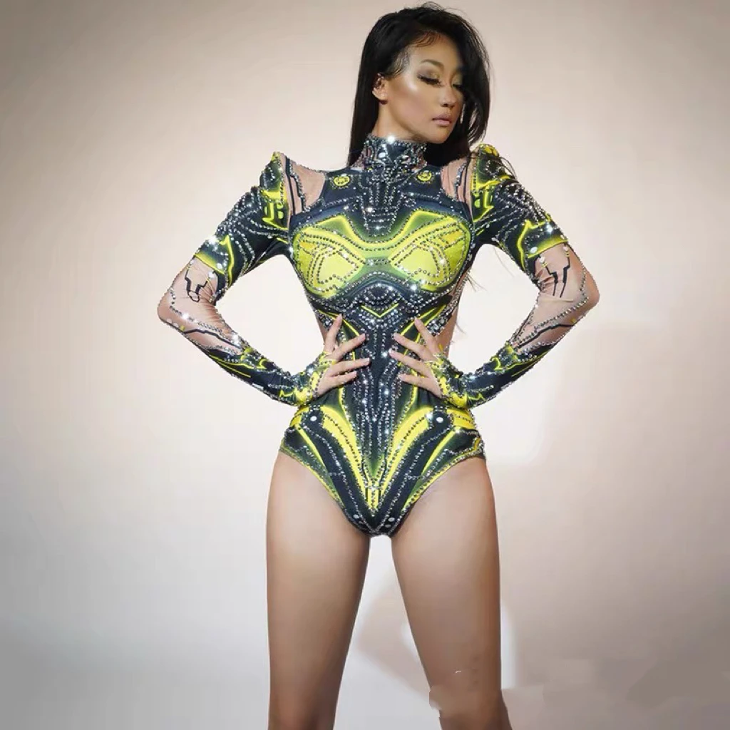 سباركلي حجر الراين شرابة الجاز عرض الرقص يوتار دنة بأكمام طويلة ارتداءها لاتياو المرأة مثير مرحلة الأداء ارتداءها