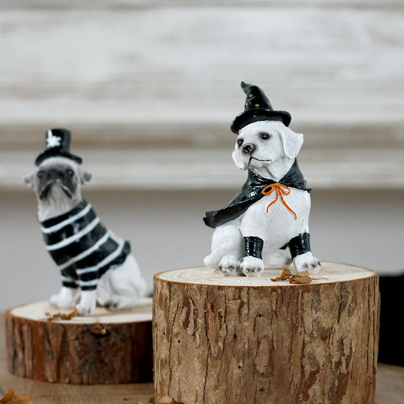 Nieuwe Halloween Decoraties Ins Stijl Hond Heks Hars Ornament Dierenwinkel Decoraties Cadeau voor hondenliefhebbers