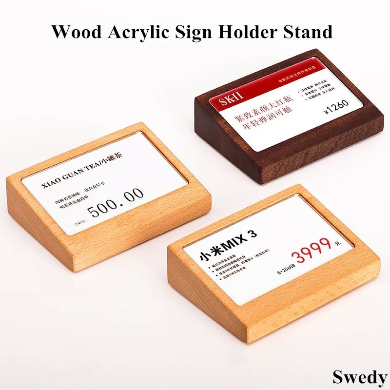 90x54mm Slanted Small Desktop Price Label Card Holder Tabletop Restaurant Acrylic Menu Sign Holder Display Stand