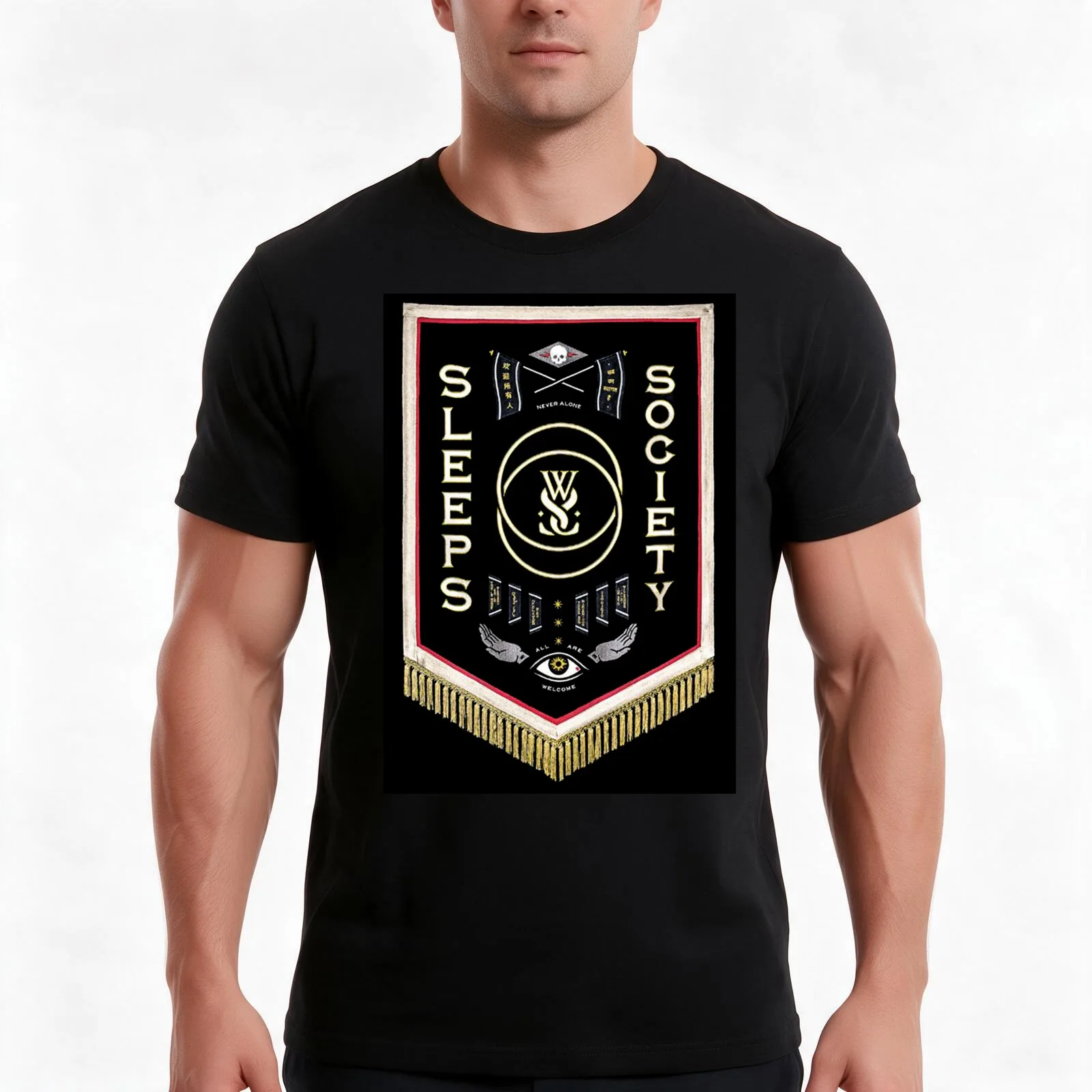 Music While She Sleeps Music Band T-Shirt, Summer Casual Cotton Tee, Oversized Streetwear Tops, Vintage Graphic Print