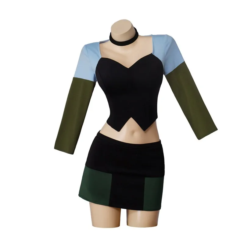 Gwen Cosplay ort jupe loween Costume femme Patchwork couleur Blo Anime tenue île survie bataille fibre de Polyester