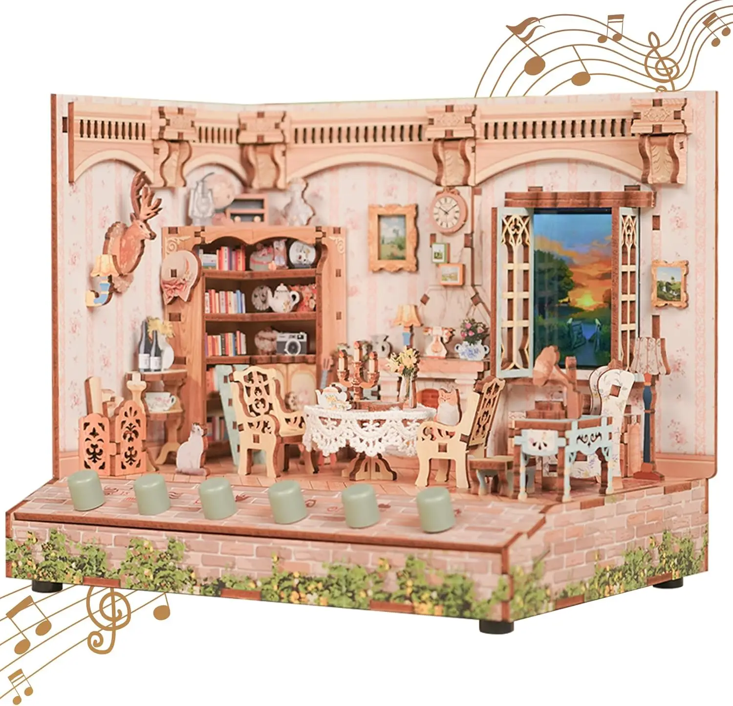 

DIY Miniature House Kit, Wooden Dollhouse Kit with White Noise,Tiny Diorama House Building Set with Electronic Screen Craft Kits