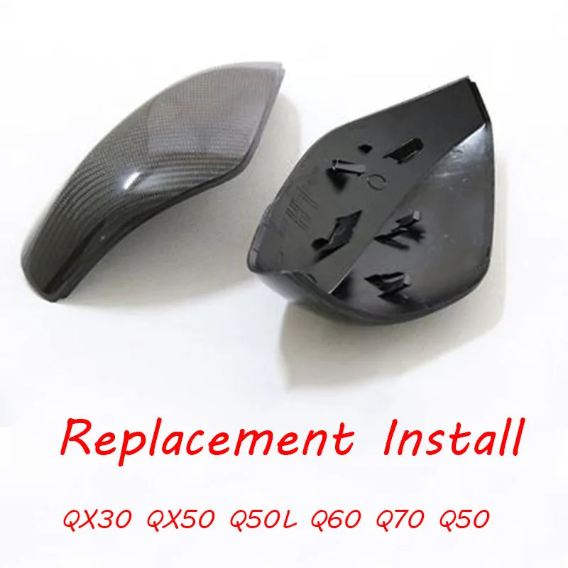 

Real Carbon Fiber Door Side Wing Rearview Mirror Cover Caps For Infiniti FX35 FX37 G37 G25 Q50 Q60 QX70 Paste/Replace Install