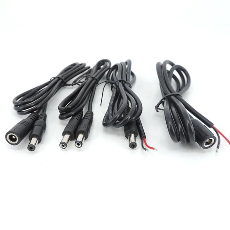 1M black 5.5mmx2.1mm 2 wire pin DC Cord Wire Male to male Female Power connector Extension 20 22awg Cable For LED Strip Light p