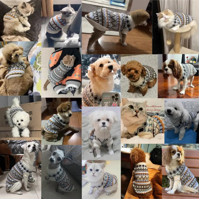 Winter Warm Puppy Turtleneck Pet Dog Sweaters for Small Medium Dogs Fashion Cat Knitted Sweaters Chihuahua Dog Clothes Dog Coat