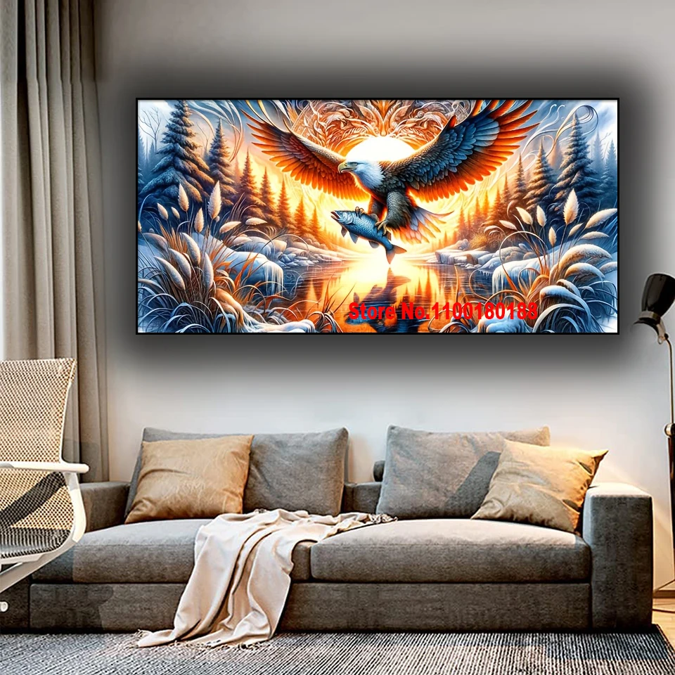 Sunset eagle catching fish DIY Diamond Painting New 2025 Jewelry cross stitch Embroidery Kit Mosaic landscape Picture Decor Home