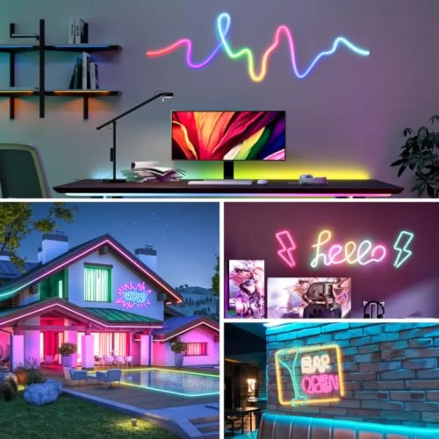 3.2FT WS2811 WS2812B IC RGB DC5V 360 Degree Round Reticulate Pattern Chasing Color Neon LED Strip Flexible Nylon Silicone IP67