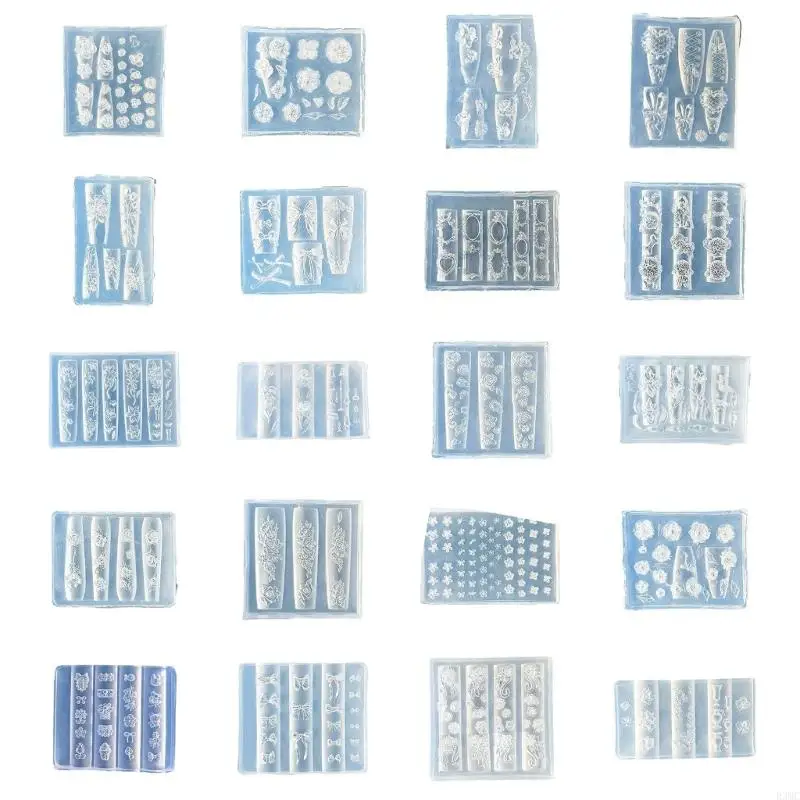 

R3MC Delicate Decors Moulds Silicone Tools Carving Molds for Nail