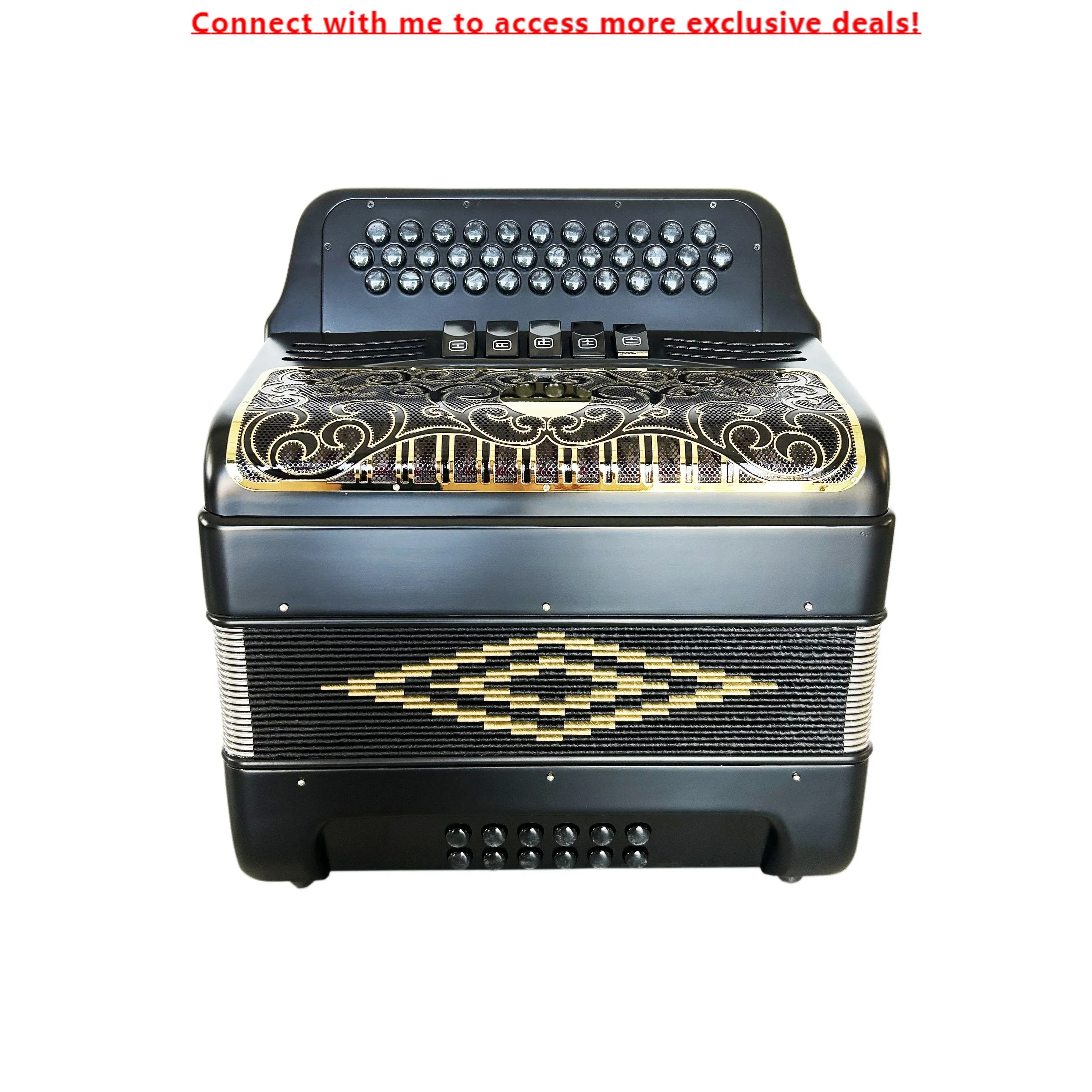 

SEASOUND OEM 34 Buttons 12 Bass 5 Registers Matt Black Accordion Instrument Black Gold Grill Acordeon JB3412D