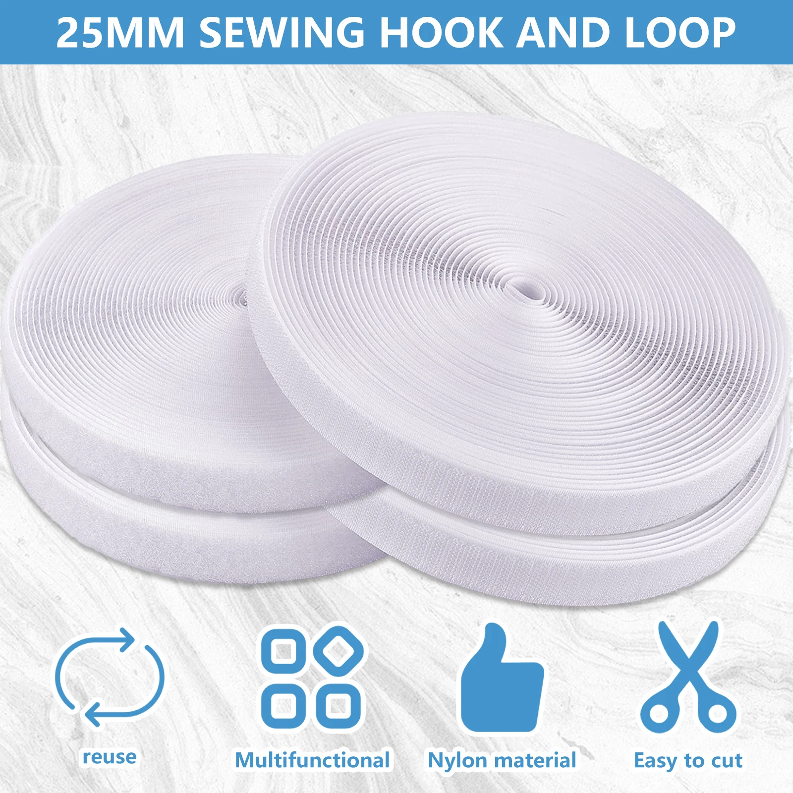 1 inch x 82 FT Adhesive Hook Loop Tape Multi-Purpose Carpet Anti Slip Rug Gripper Couch Cushion Grip Double Sided Hook Loop Roll