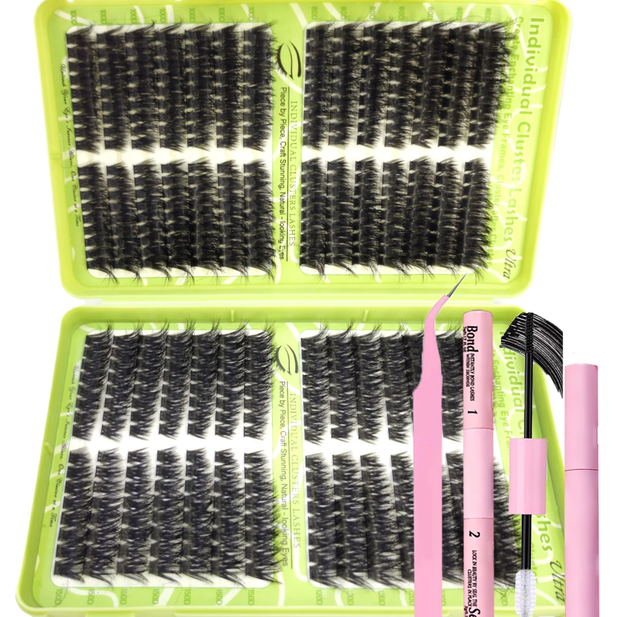 60-reihiges DIY-Wimpernverlängerungs-Set, Cluster, individuelles Wimpern-Set, Mix-Stile, 10–18 mm, mit Bindung und Dichtung, Augen-Make-up-Werkzeug – Detail 9