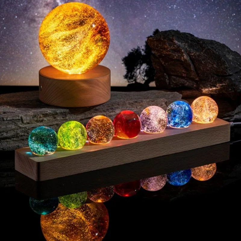 Fantasy Colorful Glass Star Ball Luminous Planet Astronomy Planets Ball Fantastic Style Home Decoration Cosmic Model Gift