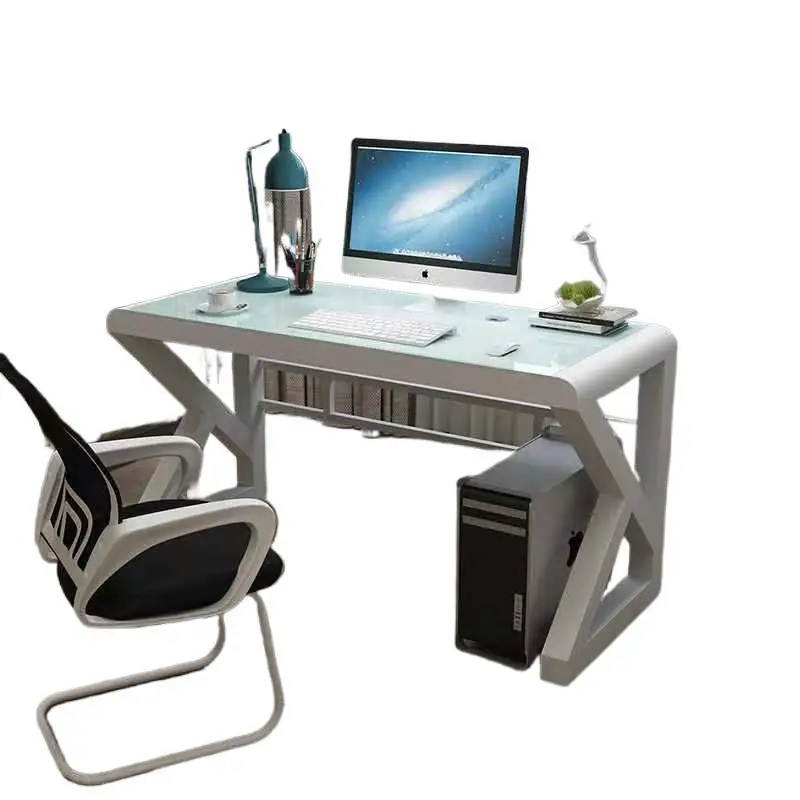 

Простой современный компьютерный стол, настольный домашний стол, стол из закаленного стекла, многофункциональный письменный стол