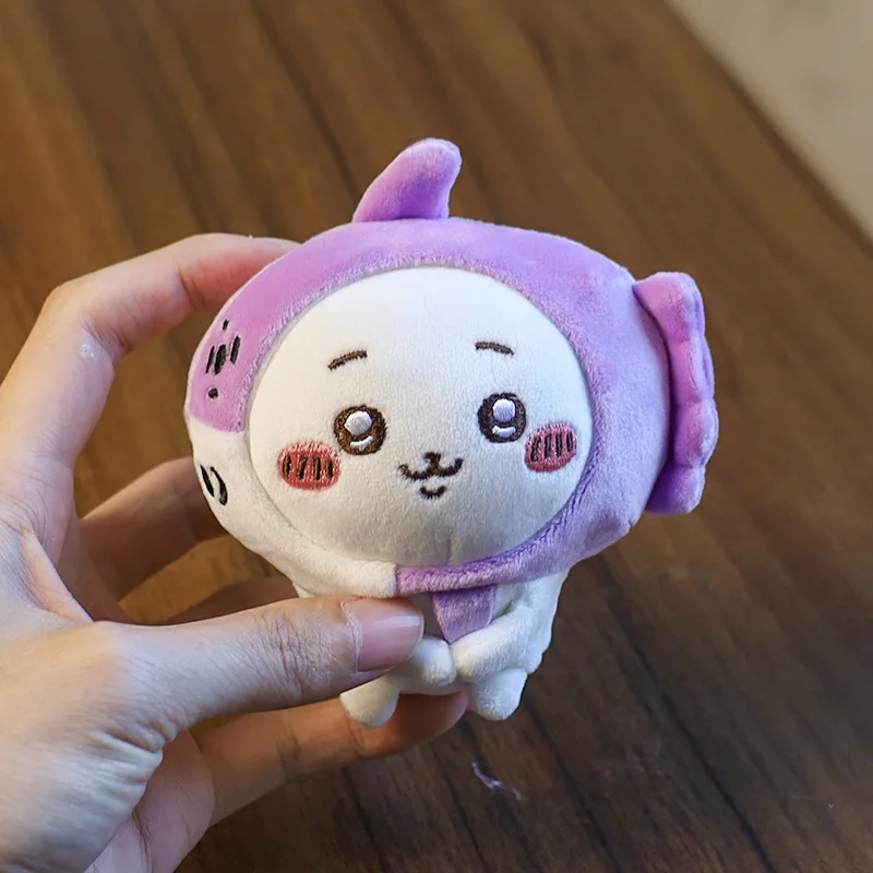 Océan poisson-soleil Chiikawa sac pendentif poupée en peluche Usaqi Hachiware Xiaoba auto-déprécipient ours poupée sac à dos en peluche pendentif cadeau