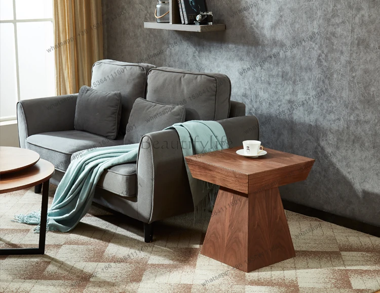 American light luxury natural walnut coffee table living room small apartment