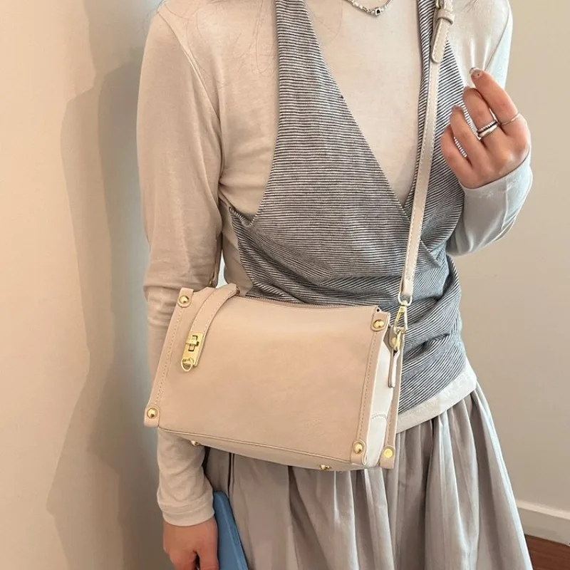 Fashionable Square Leather Satchel Handbag Women Designer Tote Shoulder Crossbody Purse Diaper Bag