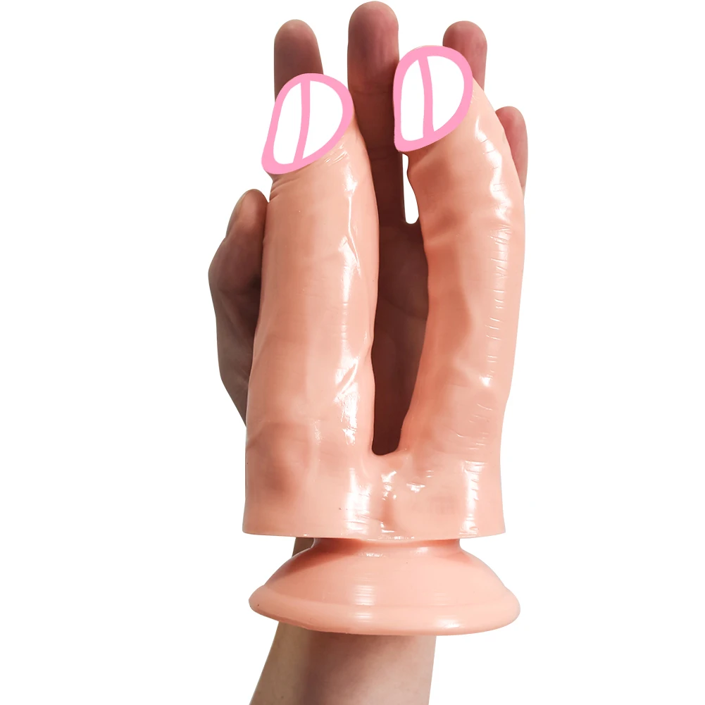 Huge Lesbian Double Dildos Suction Cup Realistic Dildo Penis Big Butt Plug Vagina Anal Adult Sex Toys For Woman Sexshop Couple - view 6