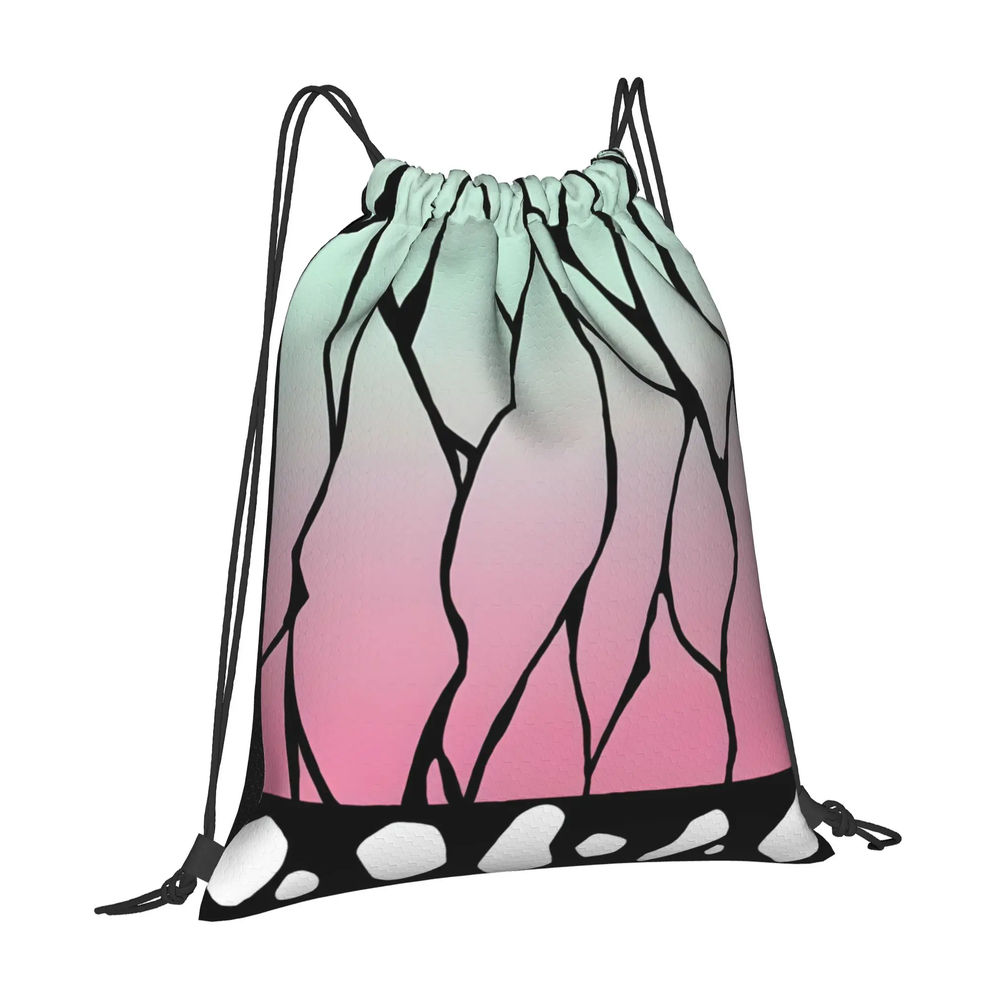 1 pc Shinobu Kocho Cloak Demon Slayer Anime Print Drawstring Bags Men Women Storage Backpack Teenager Travel Bag