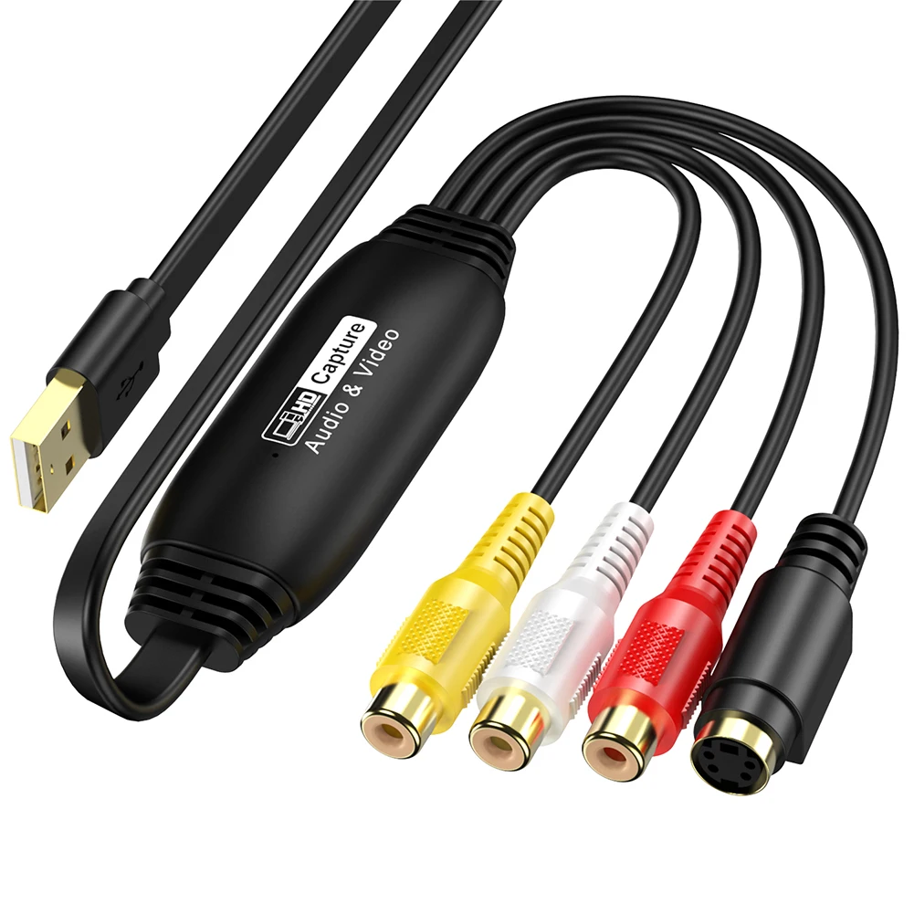 بطاقة التقاط الفيديو USB VHS VCR TV DVD VHS إلى محول رقمي USB إلى AV محول التقاط الفيديو للكمبيوتر الشخصي