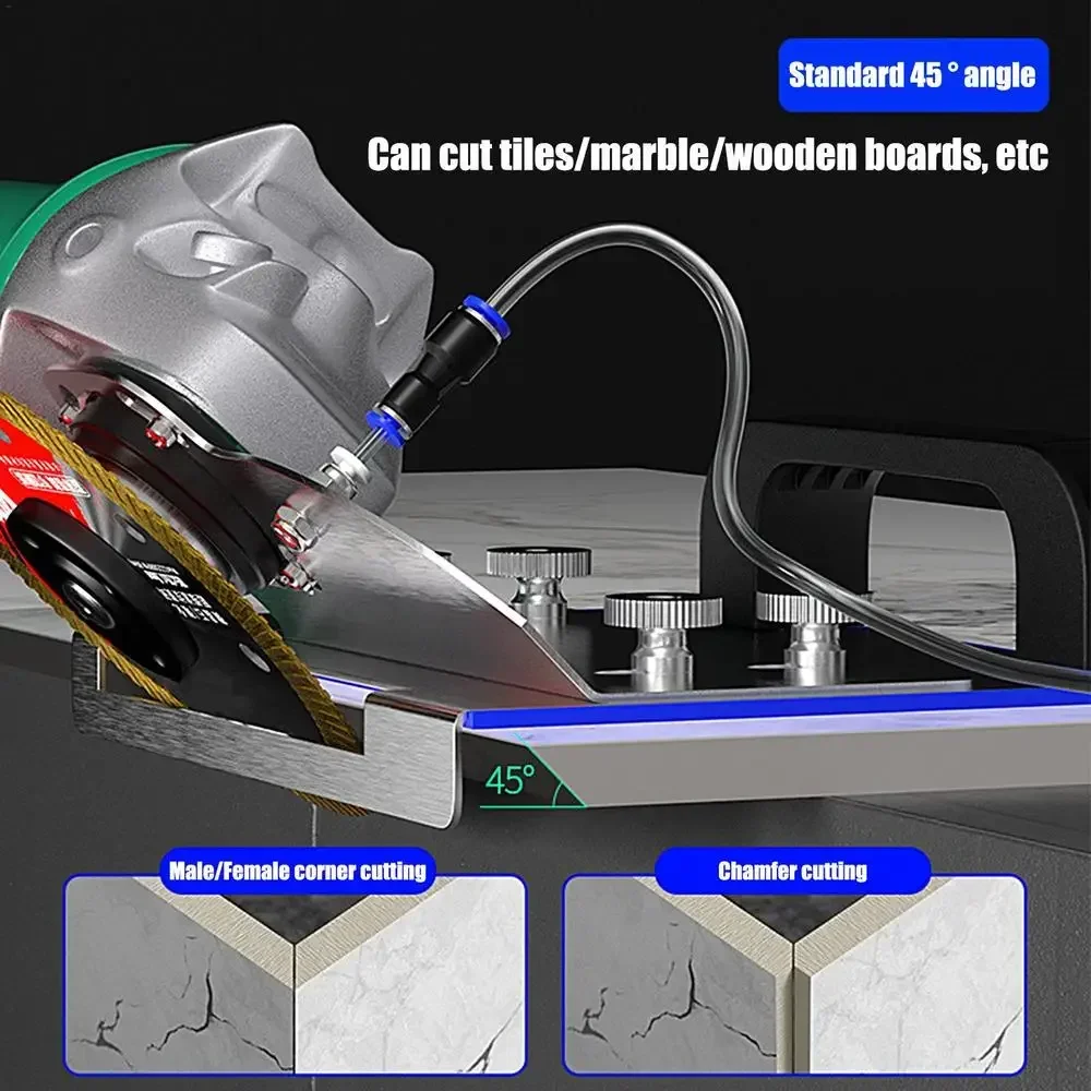 Alat Chamfer ubin 45 derajat, braket pemotong Chamfer ubin penjepit aman dengan selang air untuk sebagian besar Gerinda sudut tipe 100