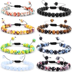 Natural Lava Volcanic Stone Blackstone Tiger's Eye Bead Bracelet Adjustable Braided Rope Bracelet Men's Women's Yoga Bracelet