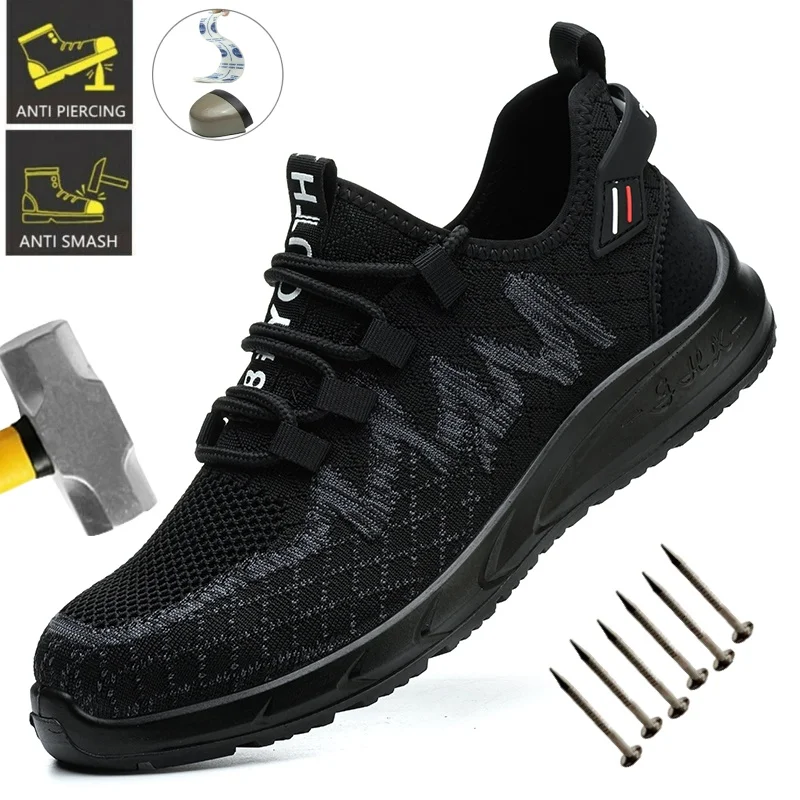 Light Breathable Sneaker Safety Shoes Steel Toe Shoes for Men Anti-slip Anti-impact Anti-puncture Outdoor Work Security Shoes