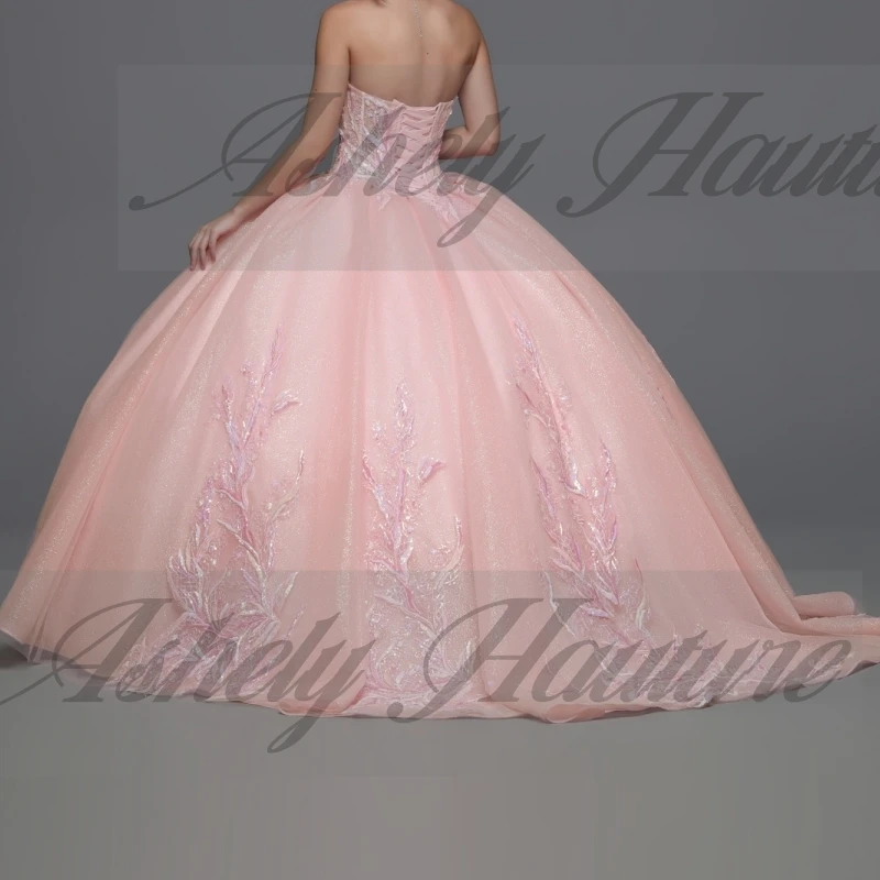 Customized Coral Princess Girl Quinceanera Dresses Ball Gown Beading Applique Corset Floor Length Women Prom Party Dress 15 16