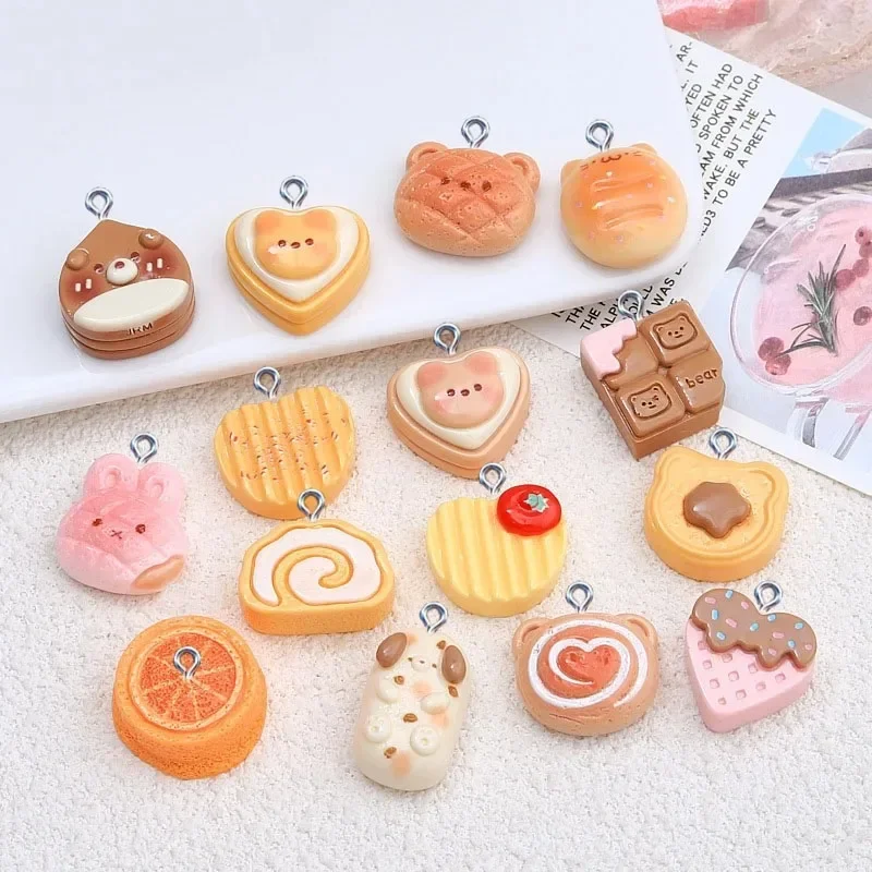 10Pcs Simulation Cute Snacks Resin Charms For Jewelry Making DIY Craft Earring Necklace Bracelet Decoration Pendants Accessories