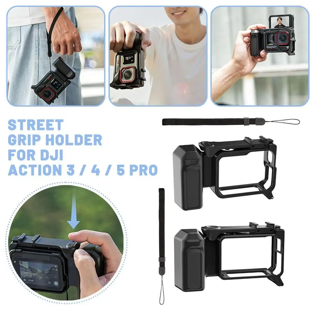 Cámara deportiva con mango de cámara de calle integrado Compatible con DJI Osmo Action 3/4/5 Pro para un agarre estable y cómodo