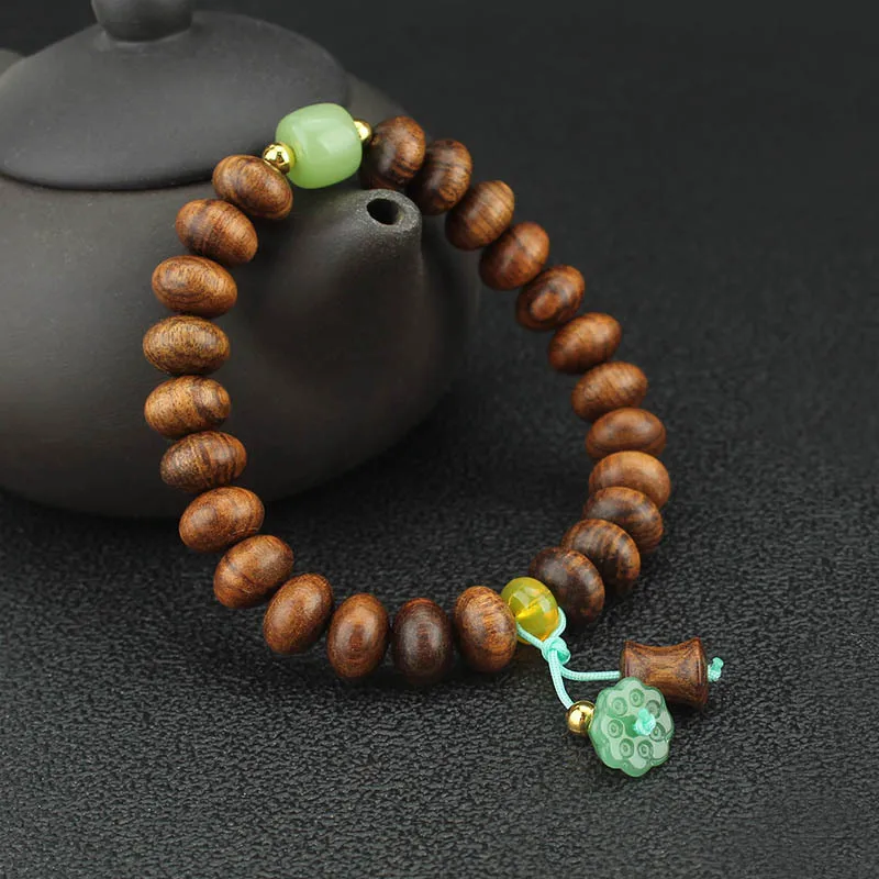 DIY accessories Retro style wooden black pear bracelet, ethnic style literary single circle bracelet, couple Mori simple hand je