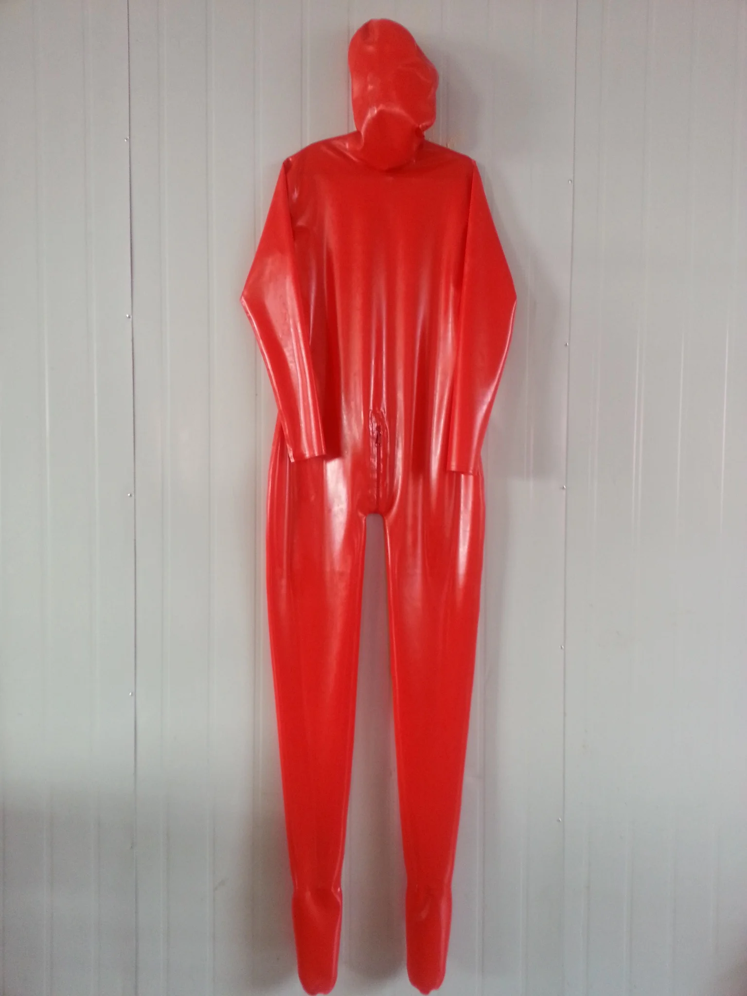 100% Natural Latex Rubber Catsuit Bodysuit Red Suit Uniform Masquerade Handmade Custom Cosplay  ball