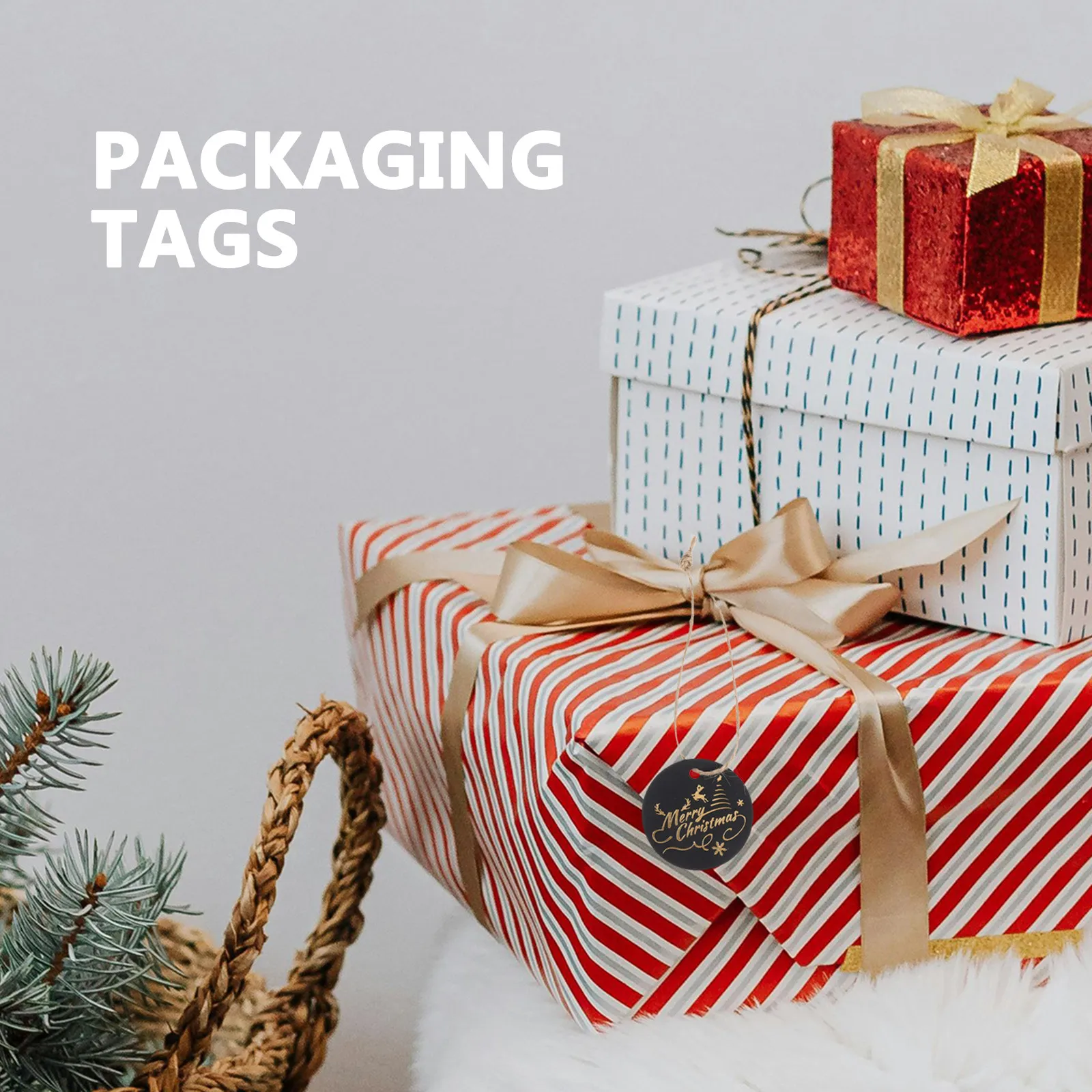 100pcs Christmas Gift Tags with Cotton String – Festive Holiday Decoration for Presents, Tree Ornaments, Party Supplies