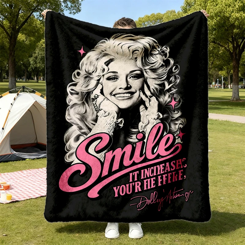 Smile It Increases Your Face Value Dolly Parton Quote Country Music Fan Gift Flannel Throw