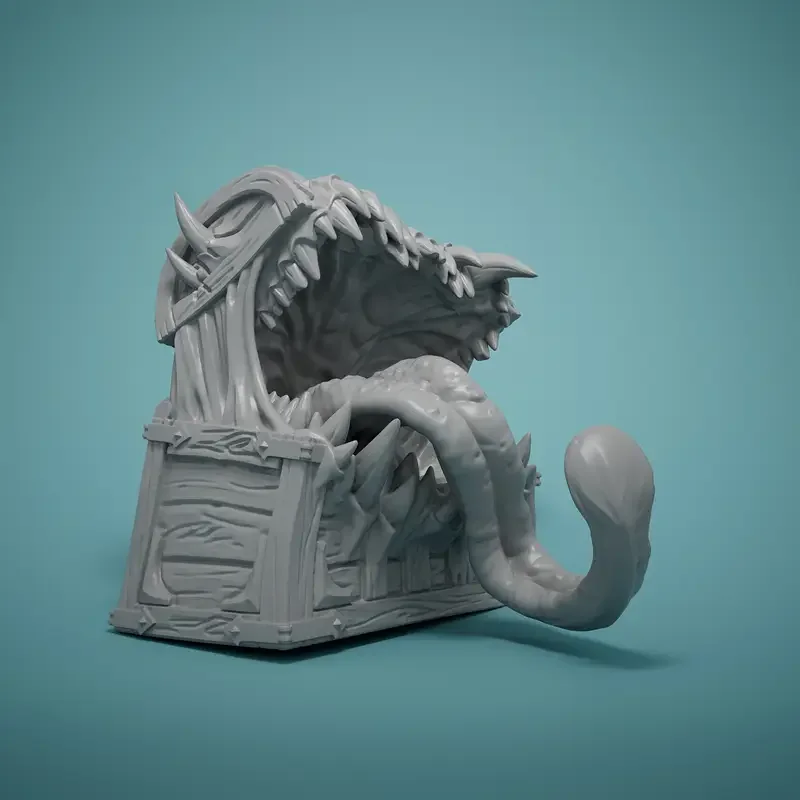 Durable ABS Resin 3D Printed Chest Mimic Miniature - Easy Paint, Perfect for D&D & Pathfinder Tabletop RPGs, Ideal Room Decor
