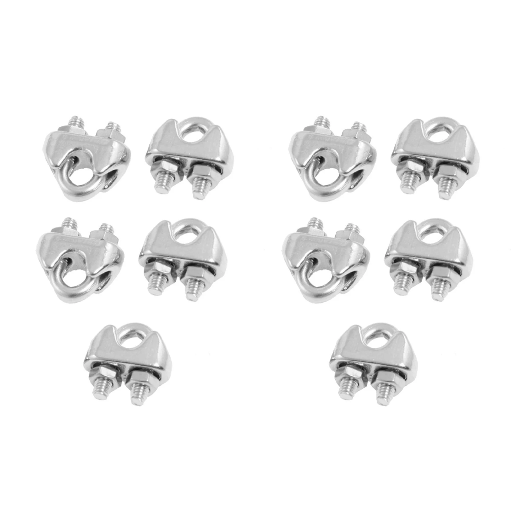 SEWS-15 Pcs 304 Stainless Steel Saddle Clamp Cable Clip For 3/25 Inch 3Mm Wire Rope