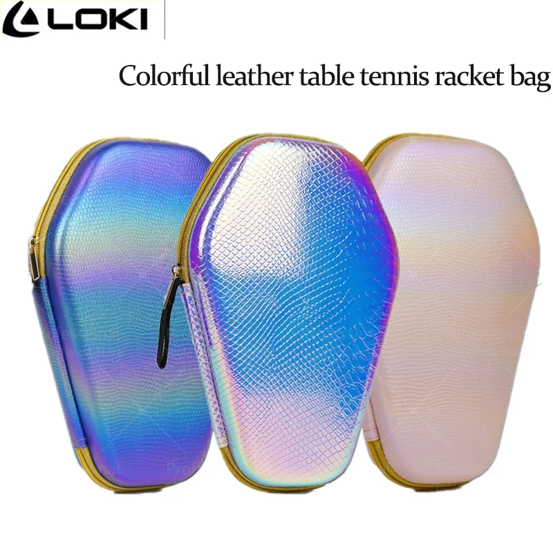 Loki Table Tennis Racket Case Leatherwear Ping Pong Box High Quality Glossy Ping Pong Rackets Bag with Zipper Storage Racket