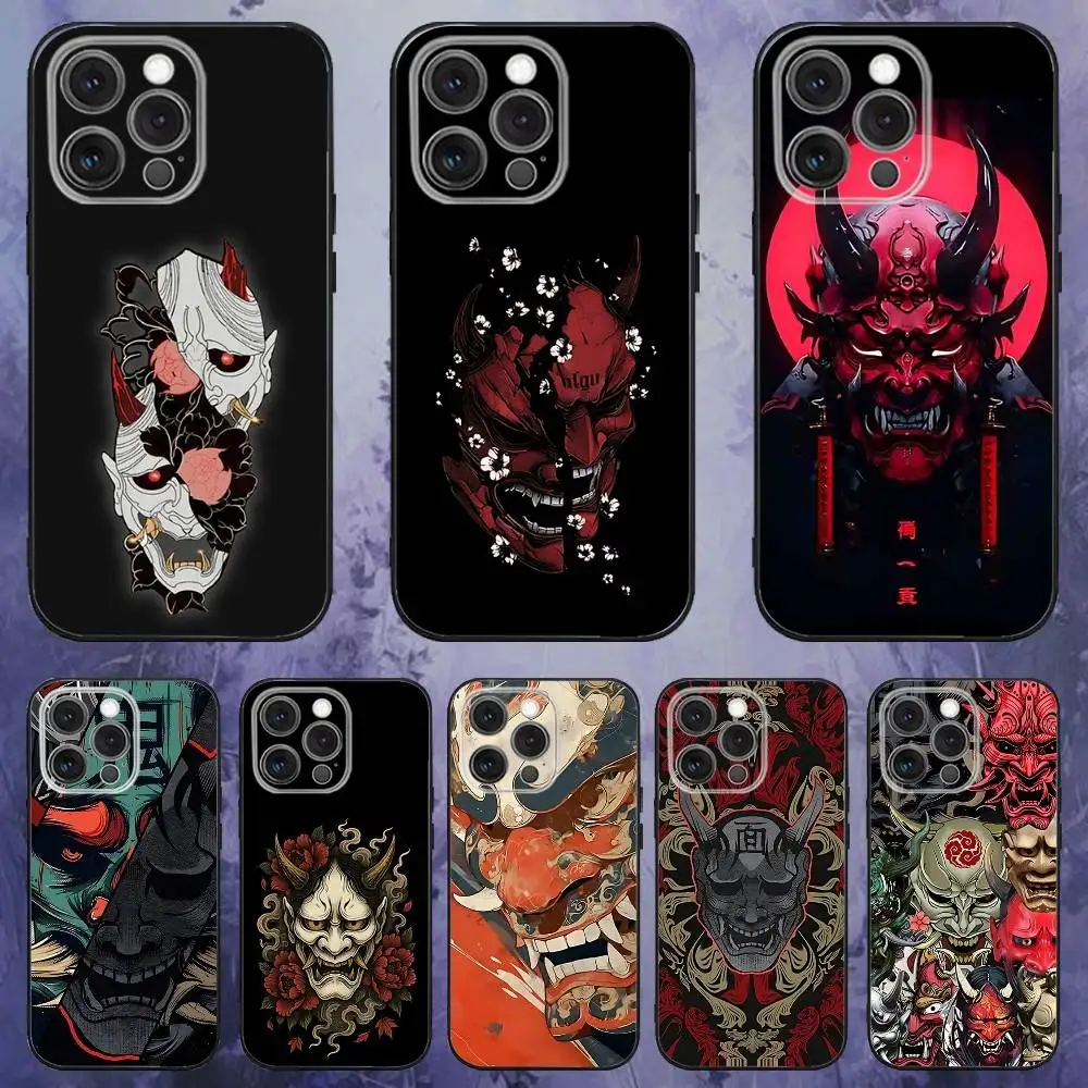 

Japan Ghost Face Samurai Art Phone Case Silicone Soft For IPhone 16,17,15,11,13,12,14,Mini,Pro,Max,Plus,Air,E Black