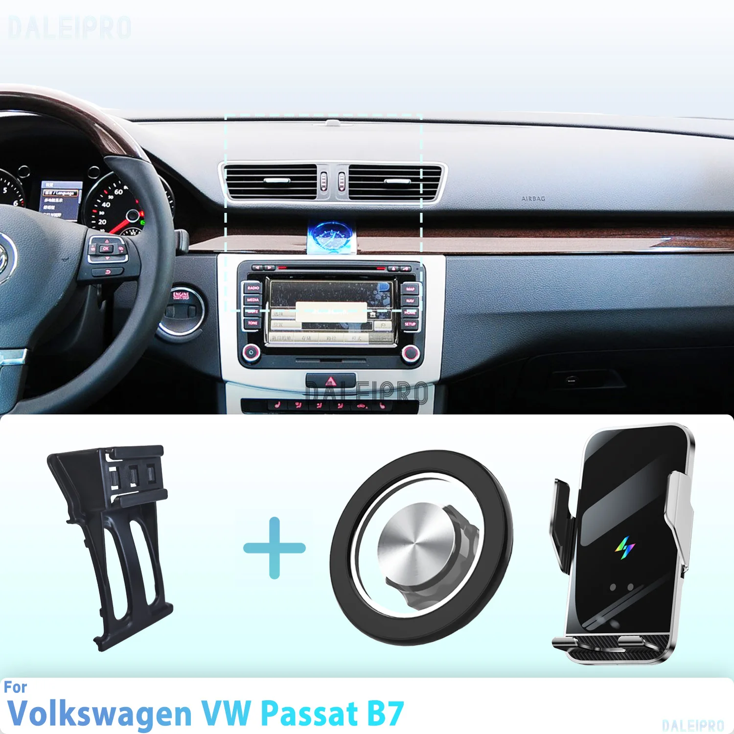 Made to measure for Volkswagen VW Passat B7 2012 2013 Phone Holder Car Magnetic Phone Mount Smart Sensing Wireless Charging