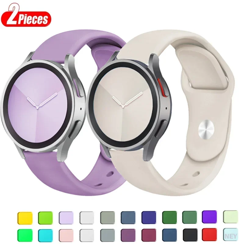 2 pack straps For Samsung Galaxy watch 7/FE/5/5 Pro/4/6 classic Active 2 20mm 22mm Silicone bracelet for Huawei GT 5-4-3-2e band